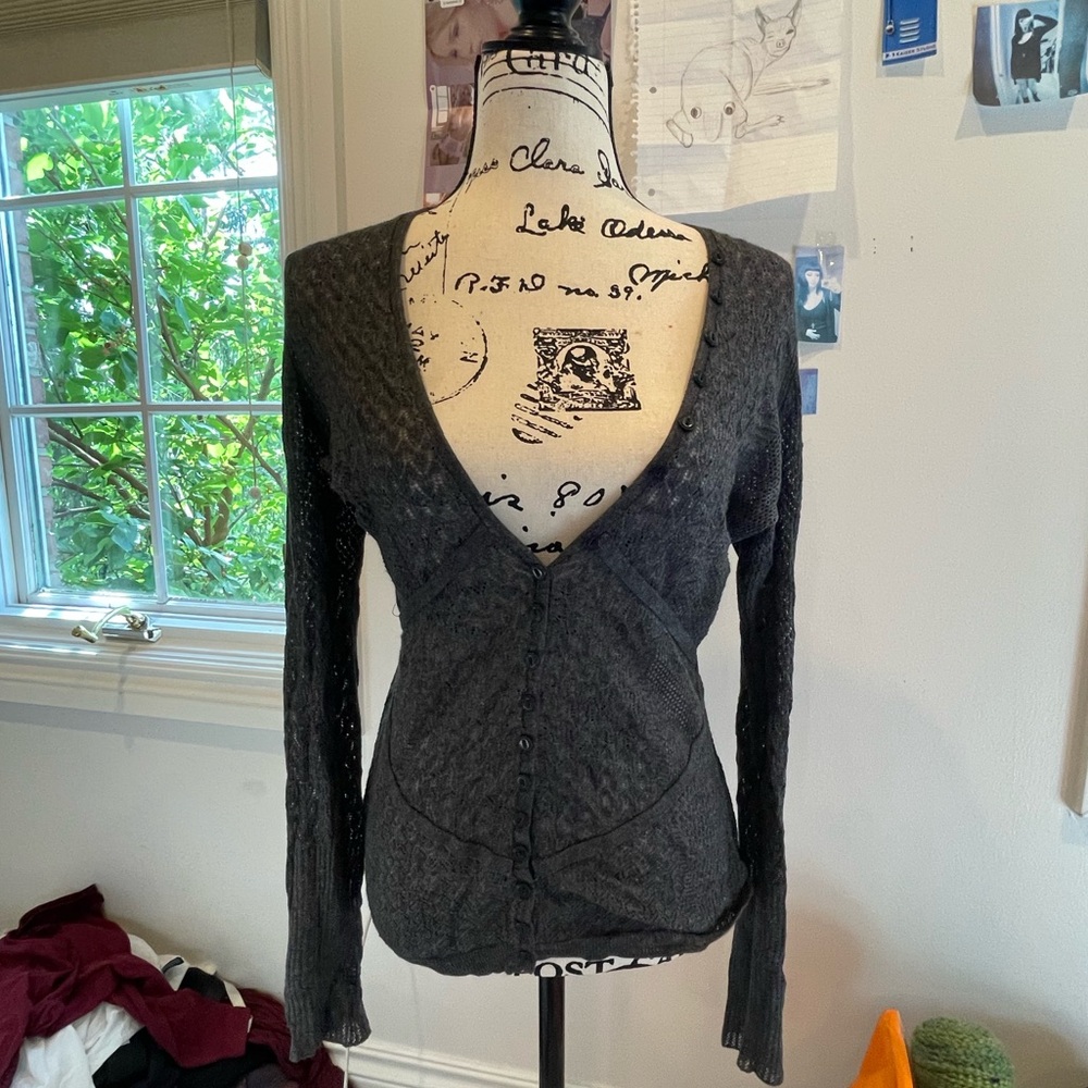 Beautiful lace-knit grey cardigan